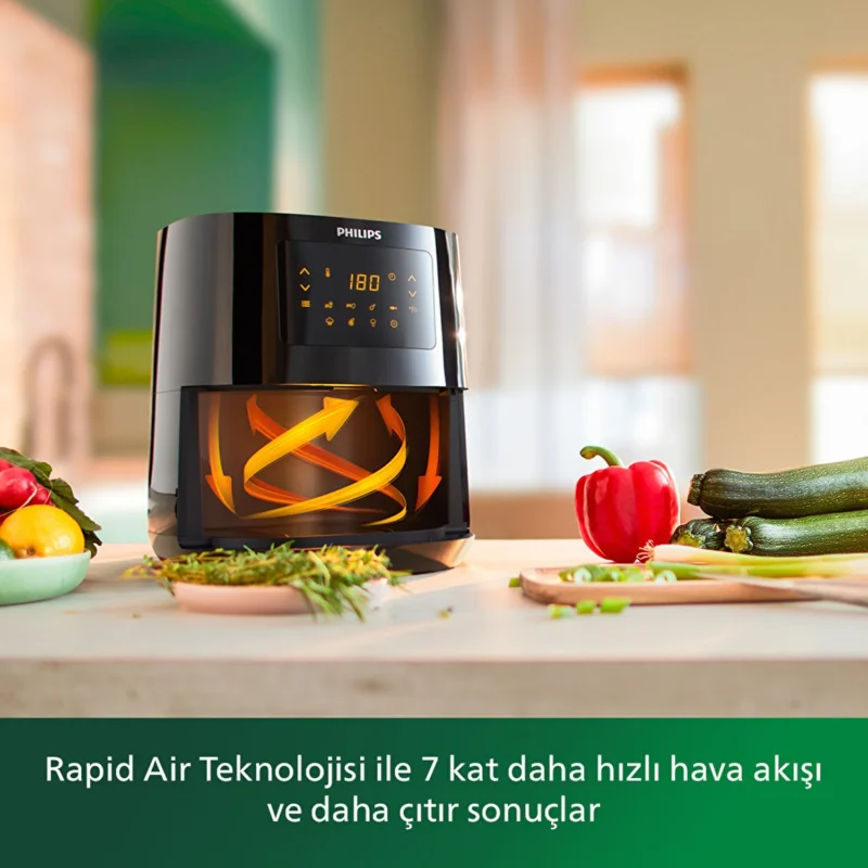 PHILIPS HD9252/90 Airfryer Yağsız Fritöz Siyah - Görsel 4