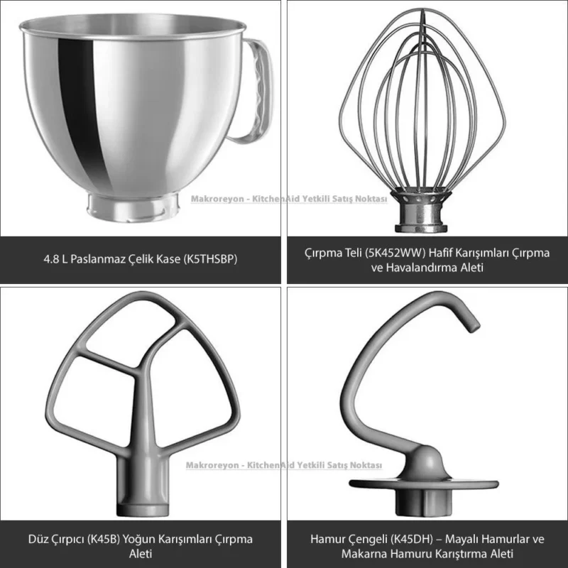 KitchenAid Artisan 5KSM125EER Empire Red 300 W 4.8 lt Mutfak Şefi - Görsel 6