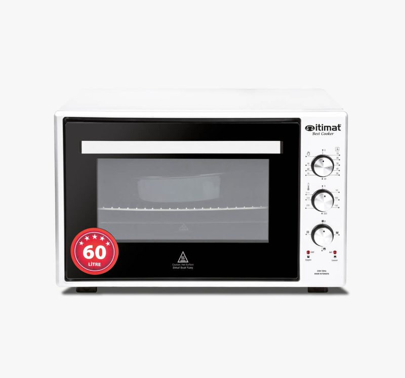 İtimat 8060 Çift Camlı Turbo 60 lt Beyaz Fırın